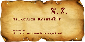 Milkovics Kristóf névjegykártya